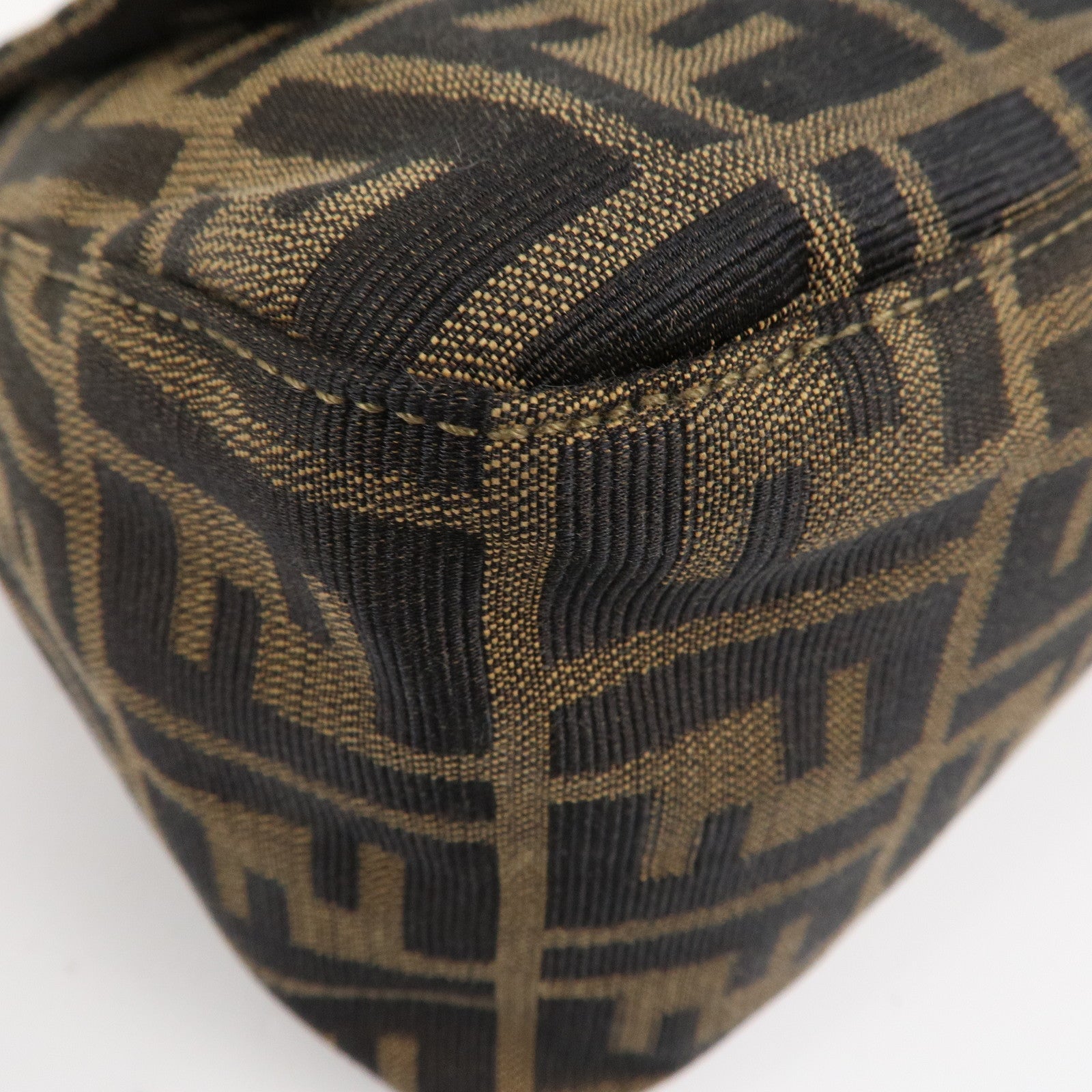 FENDI Mamma Baguette Zucca Canvas Leather Shoulder Bag 26325