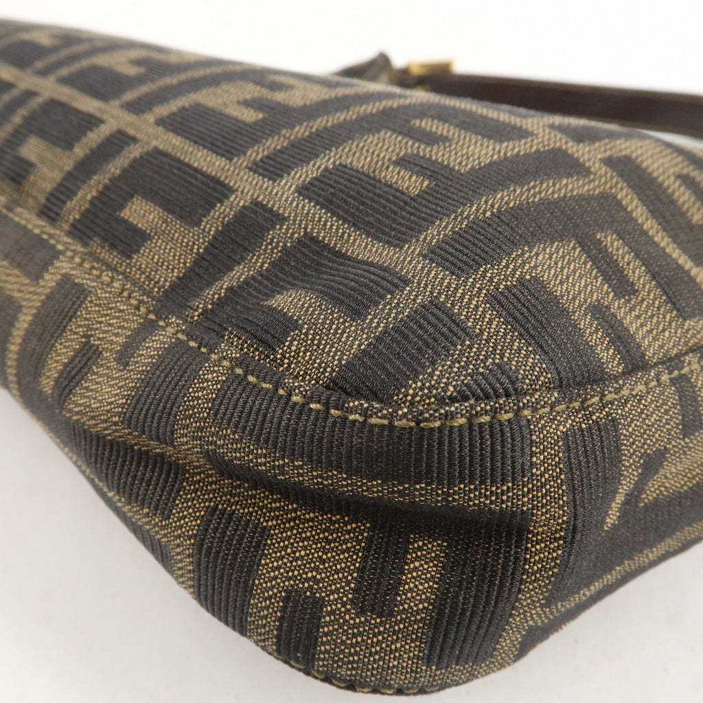 FENDI Zucca Canvas Leather Shoulder Bag Brown Black 26569