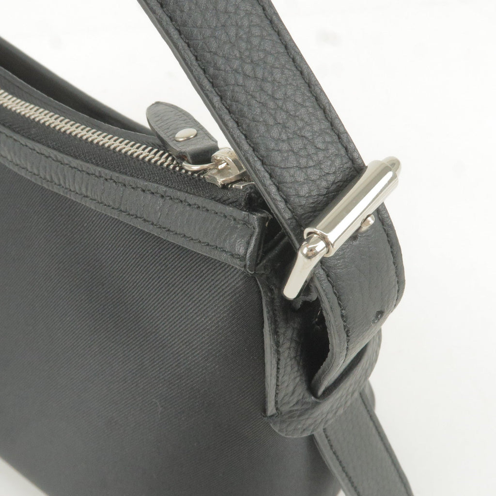 BURBERRY Nova Plaid Canvas Leather Shoulder Bag Beige Black