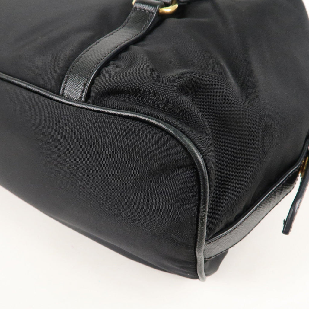 Prada Nylon Leather Shoulder Bag Black