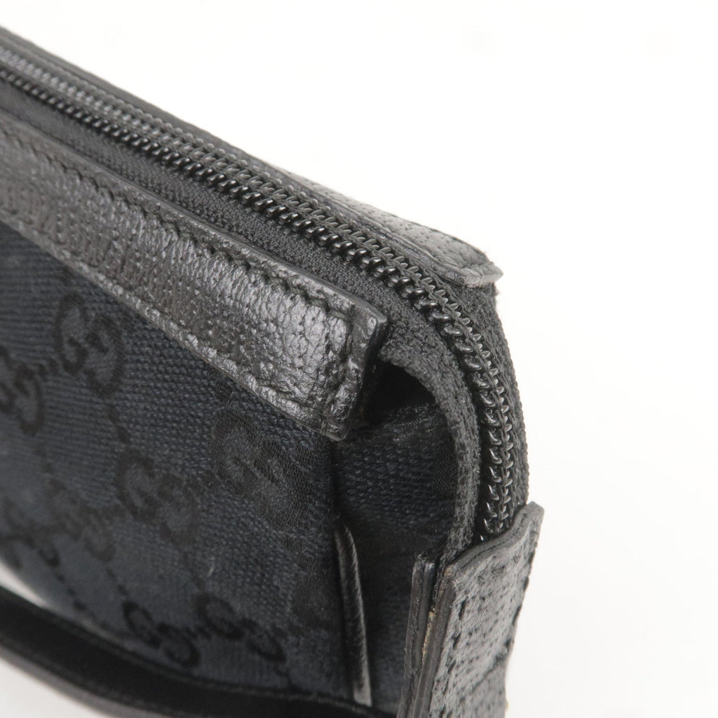 GUCCI Abbey GG Canvas Leather Hand Bag Pouch Black 645093