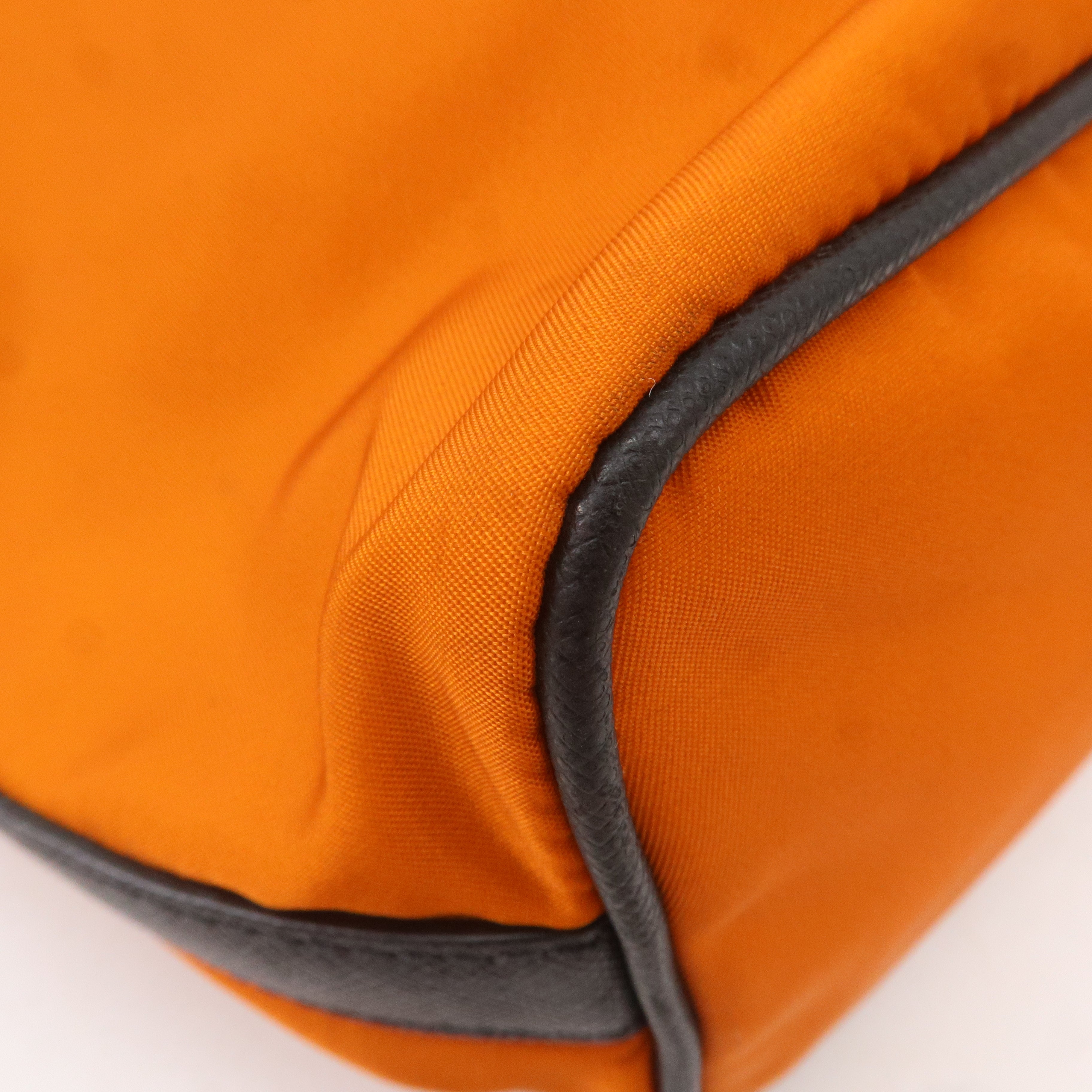 Prada Leather Nylon Hand Bag  Shoulder Bag Orange Black