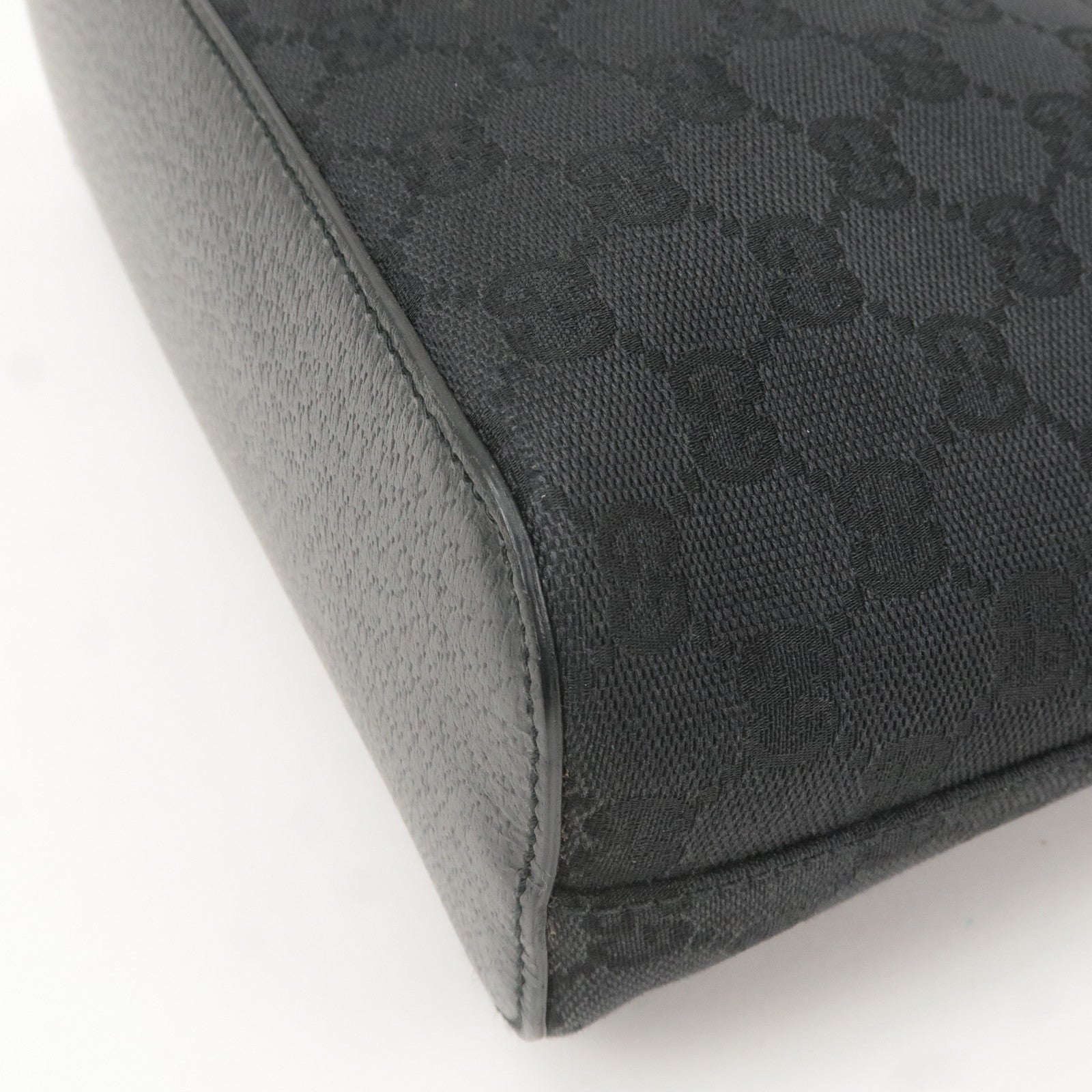 GUCCI GG Monogram Canvas Leather Shoulder Bag Black 115003
