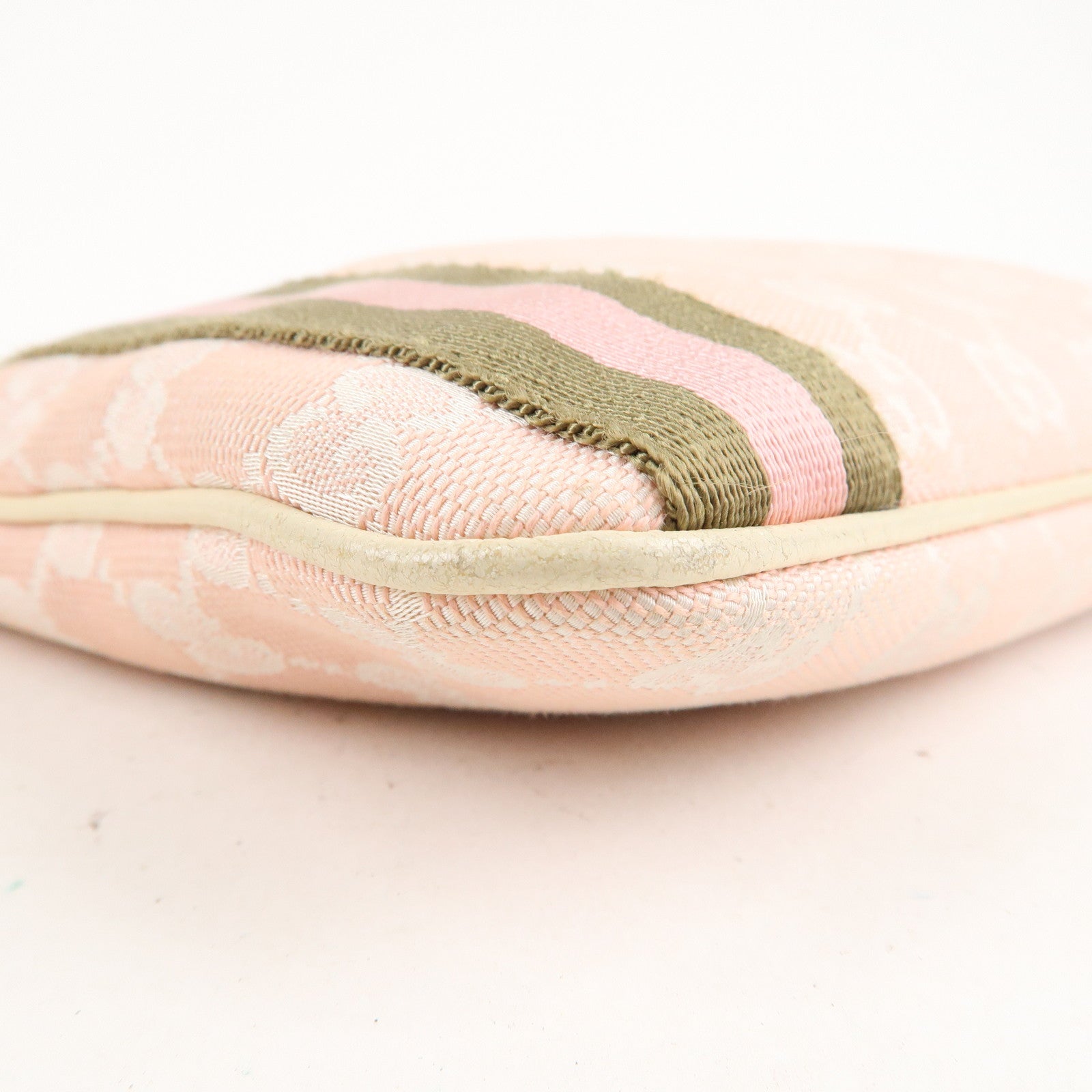 GUCCI Sherry GG Canvas Leather Shoulder Bag Pink White 144388