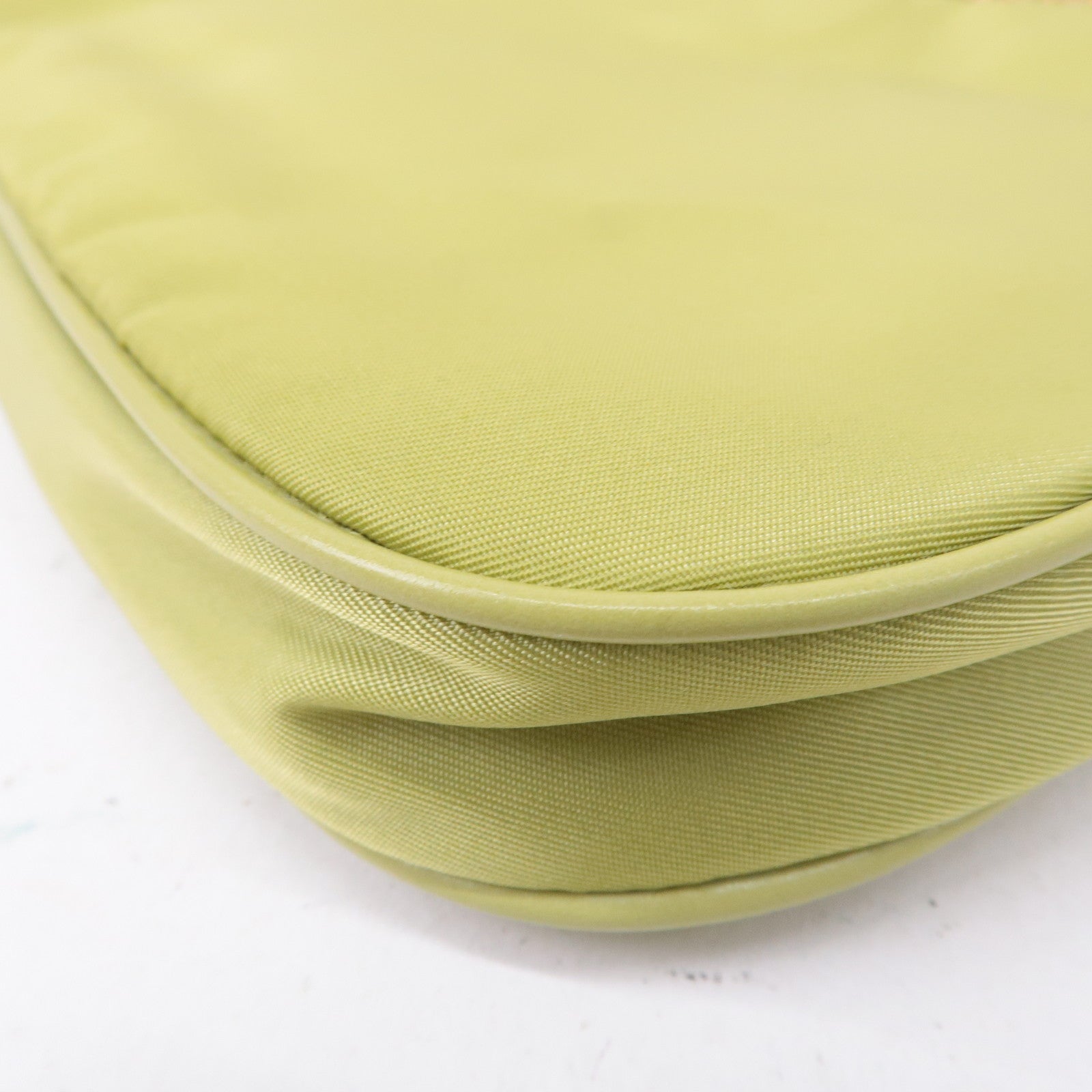 Prada Logo Nylon Leather Chain Shoulder Bag Light Green BR0104