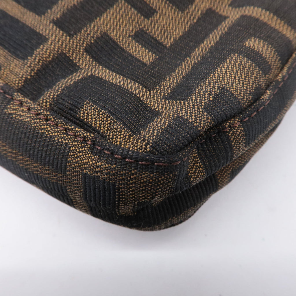 FENDI Mamma Baguette Zucca Canvas Leather Shoulder Bag Brown 26424