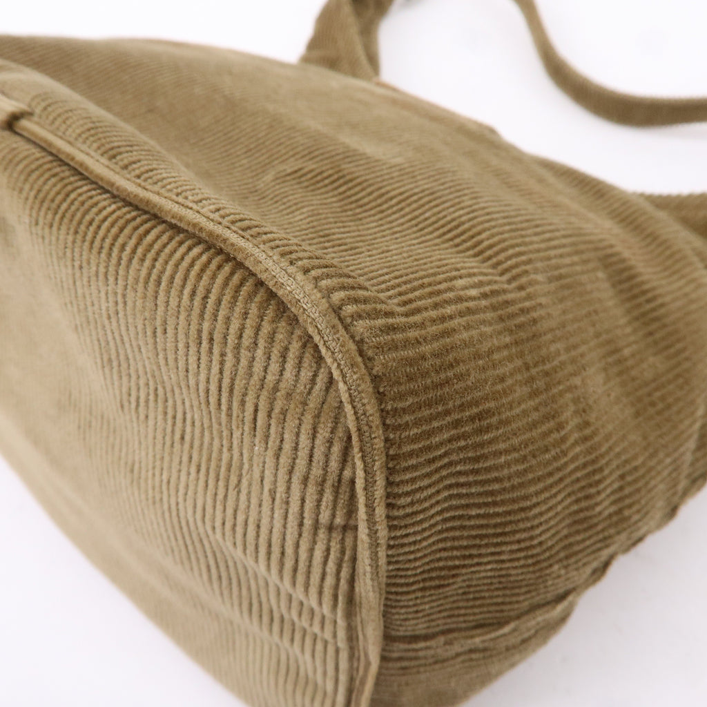 FENDI Corduroy Shoulder Bag Hand Bag Khaki Brown