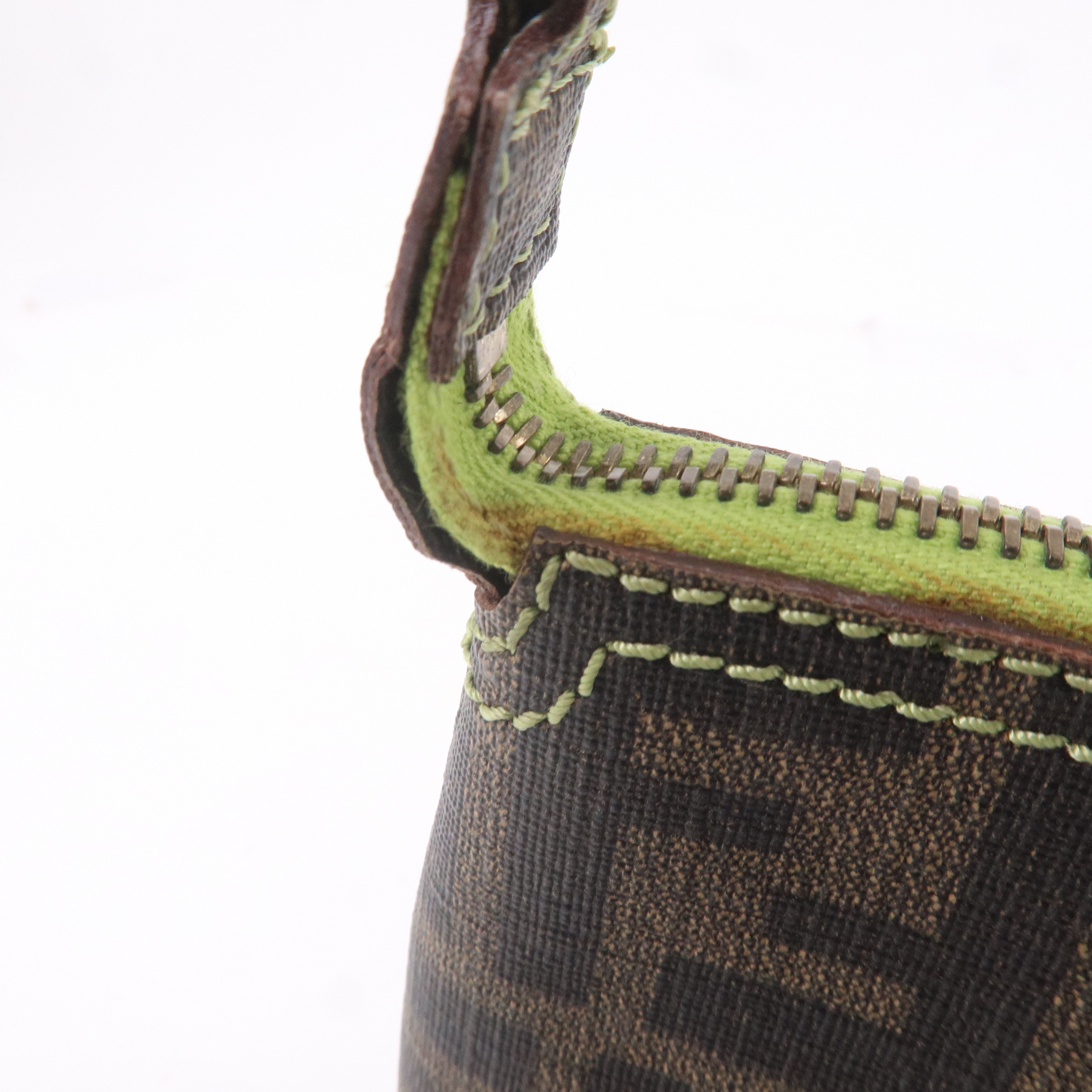 FENDI Zucca Print PVC Accessory Pouch Bag Khaki Green 8BR592