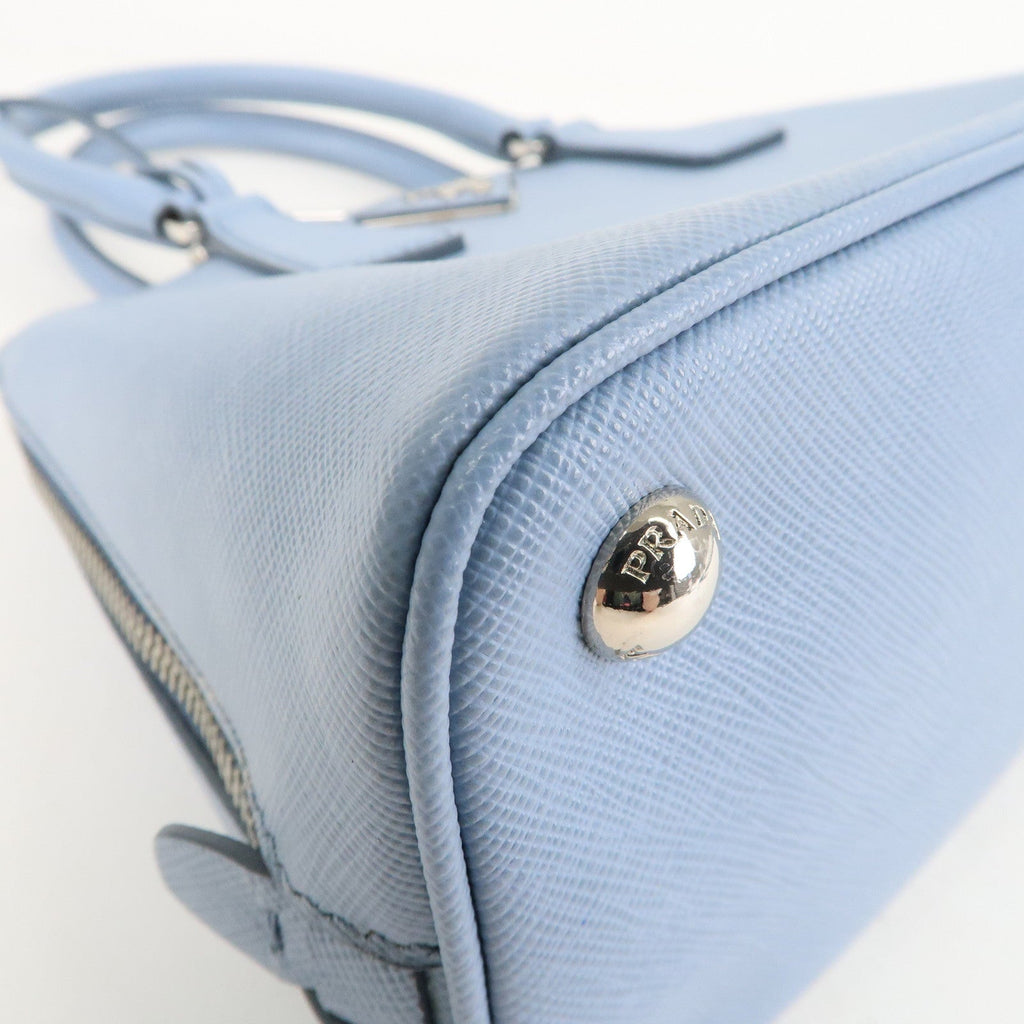 Prada Logo Leather 2Way Bag Hand Bag Shoulder Bag Blue 1BA838