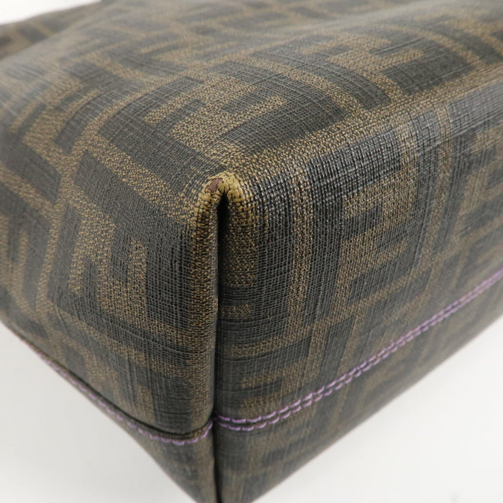 FENDI Zucca Logo Print PVC Tote Bag Brown Black Purple 8BH185
