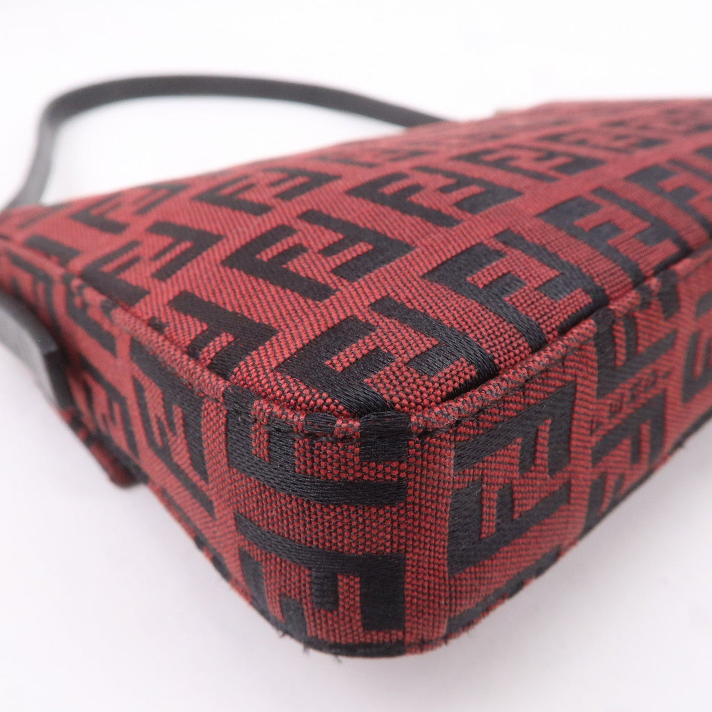 FENDI Mini Mamma Baguette Zucchino Canvas Leather Bag Red 8BK005