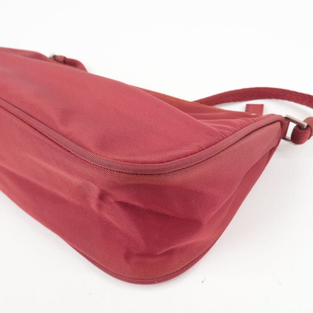 Prada Logo Nylon Hand Bag Shoulder Bag Pouch Purse Red
