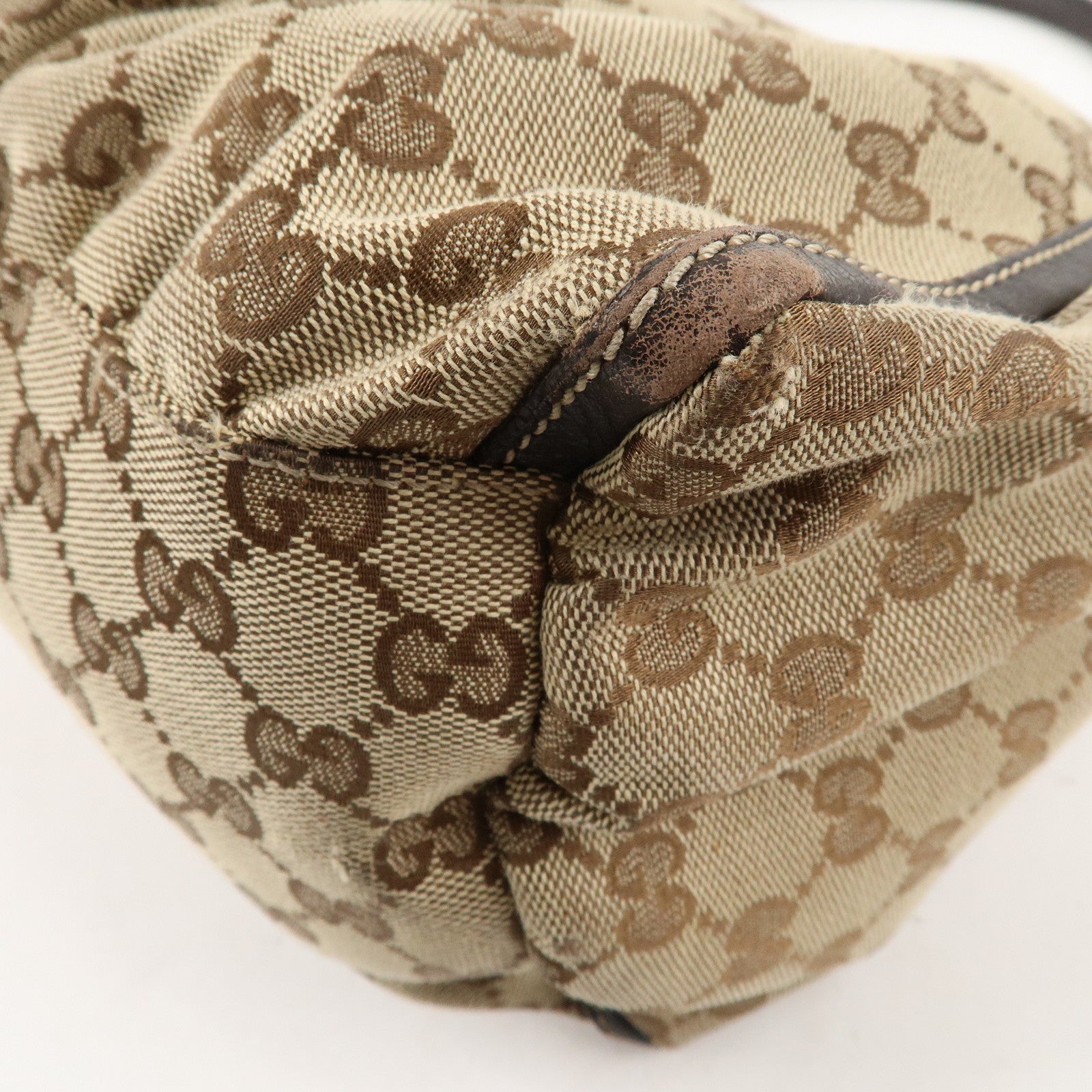 GUCCI Abbey GG Canvas Leather Shoulder Bag Beige Gold 189833