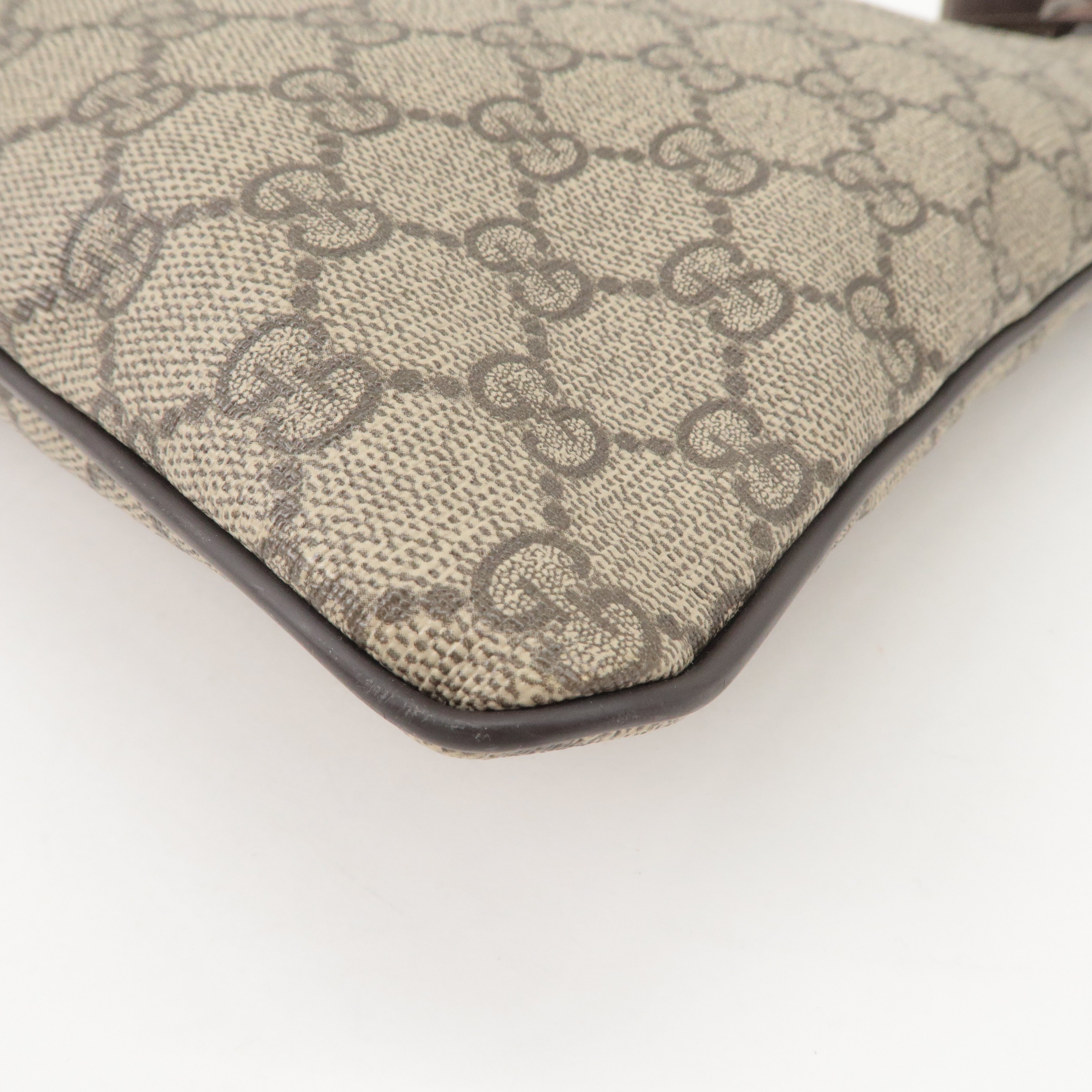 GUCCI GG Supreme Leather Shoulder Bag Beige Brown 201446