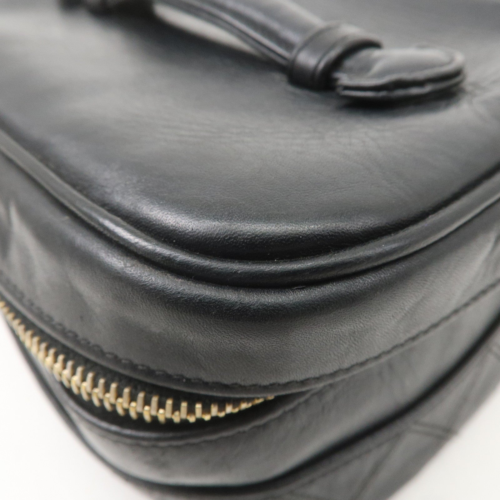 CHANEL Bicolore Lamb Skin Vanity Bag Cosmetic Pouch Black A01618