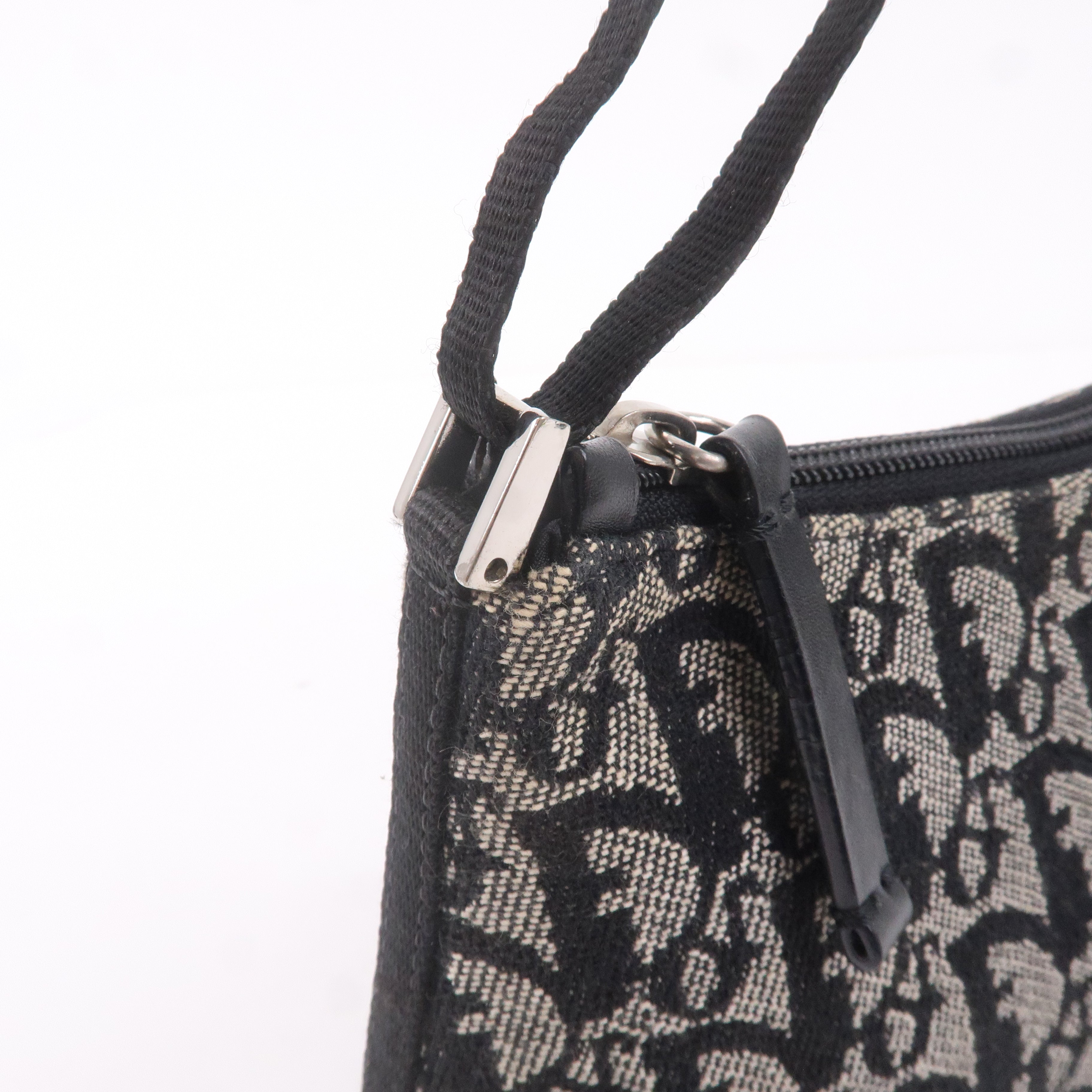 Christian Dior Trotter Canvas Leather Hand Bag Pouch Black