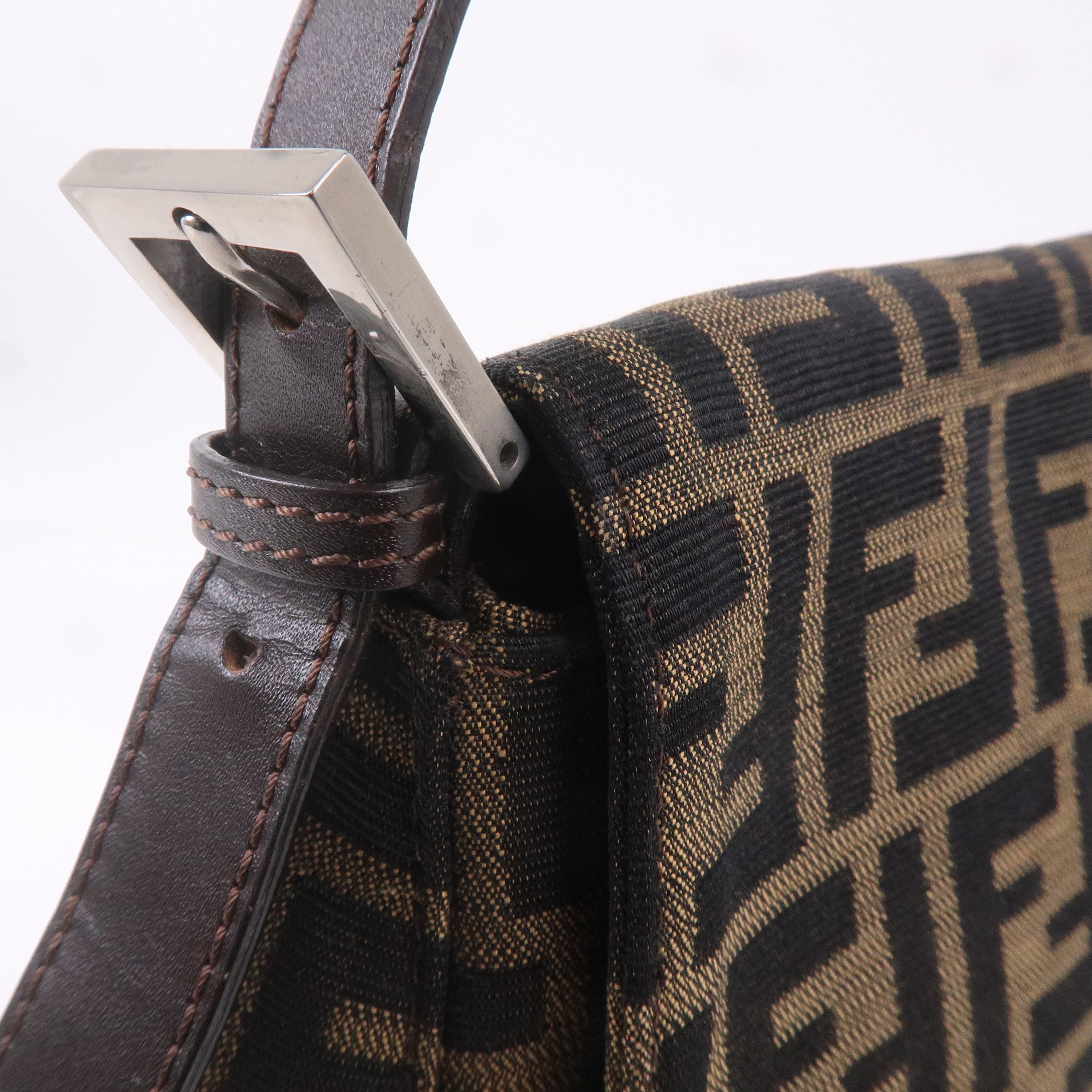 FENDI Zucca Canvas Leather Shoulder Bag 26325