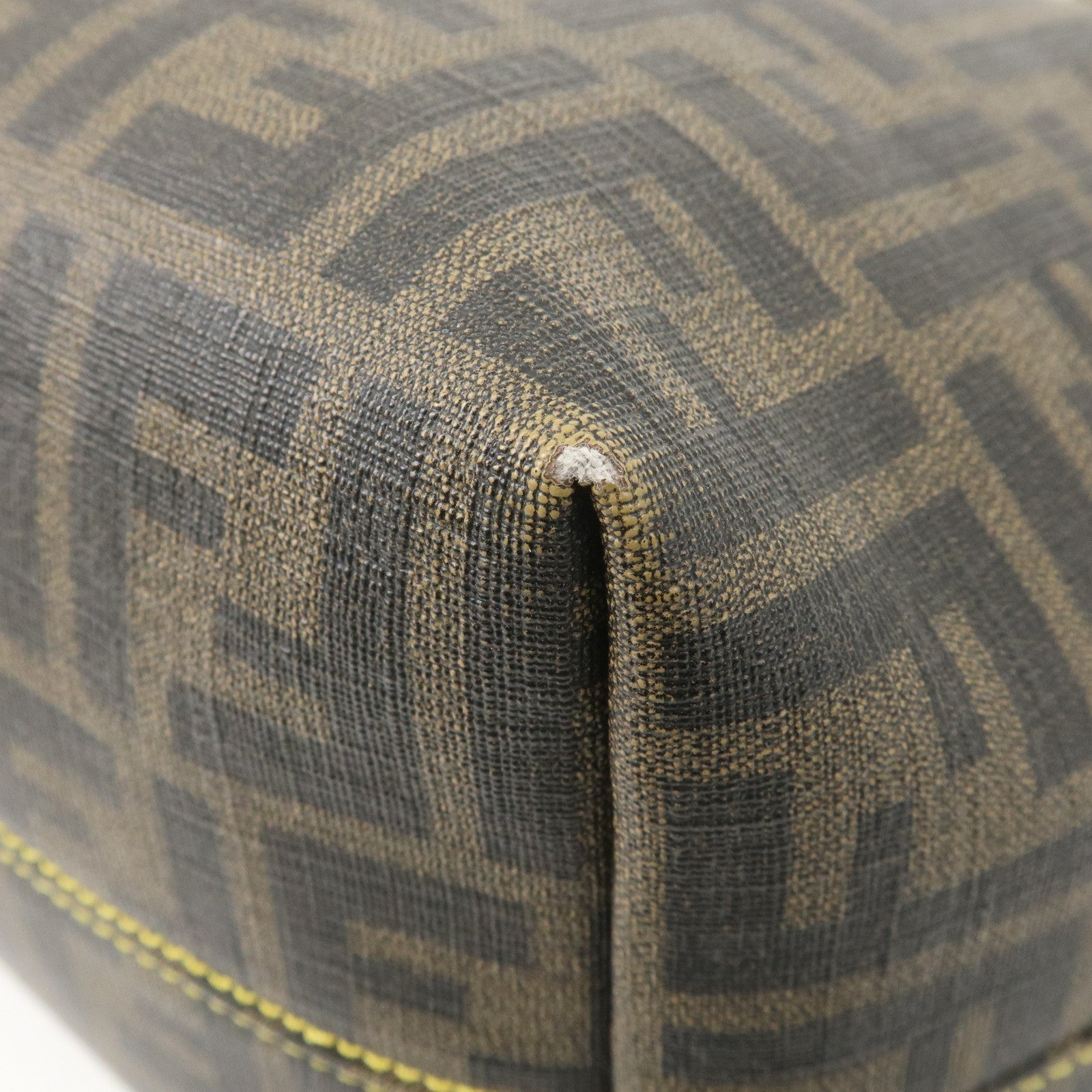 FENDI Zucca PVC Tote Bag Khaki Black Yellow 8BH185
