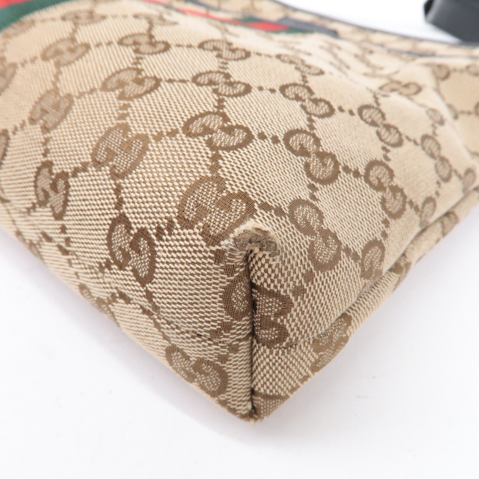 GUCCI Sherry GG Canvas Leather Shoulder Bag Beige Black 388926