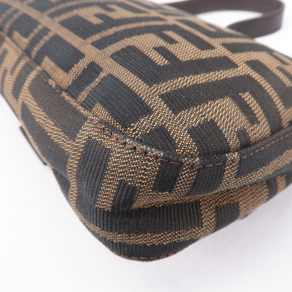FENDI Mamma Baguette Zucca Canvas Leather Bag Brown 26424