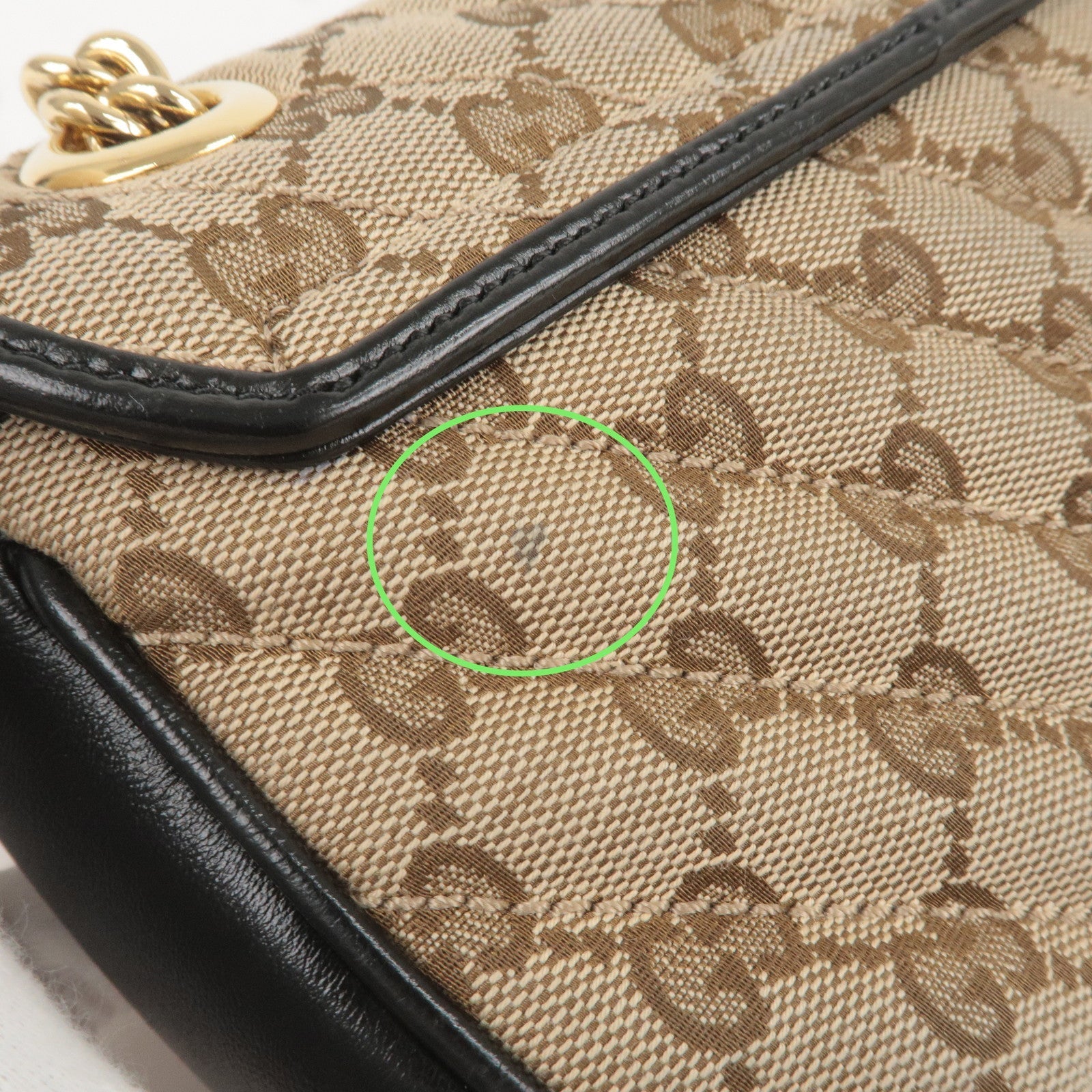 GUCCI GG Marmont GG Canvas Leather Chain Shoulder Bag 446744