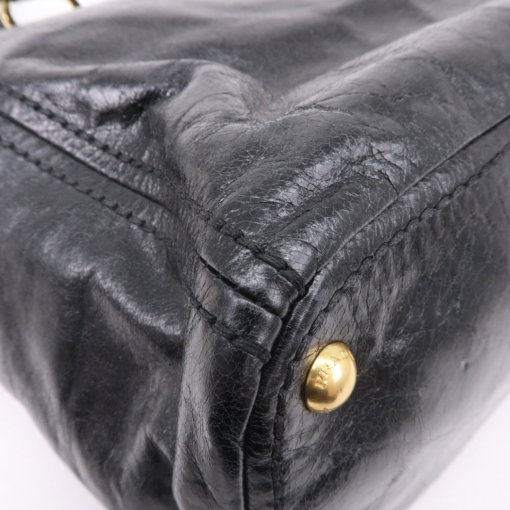 Prada Leather 2WAY Bag Shoulder Bag Hand Bag Black BN2151