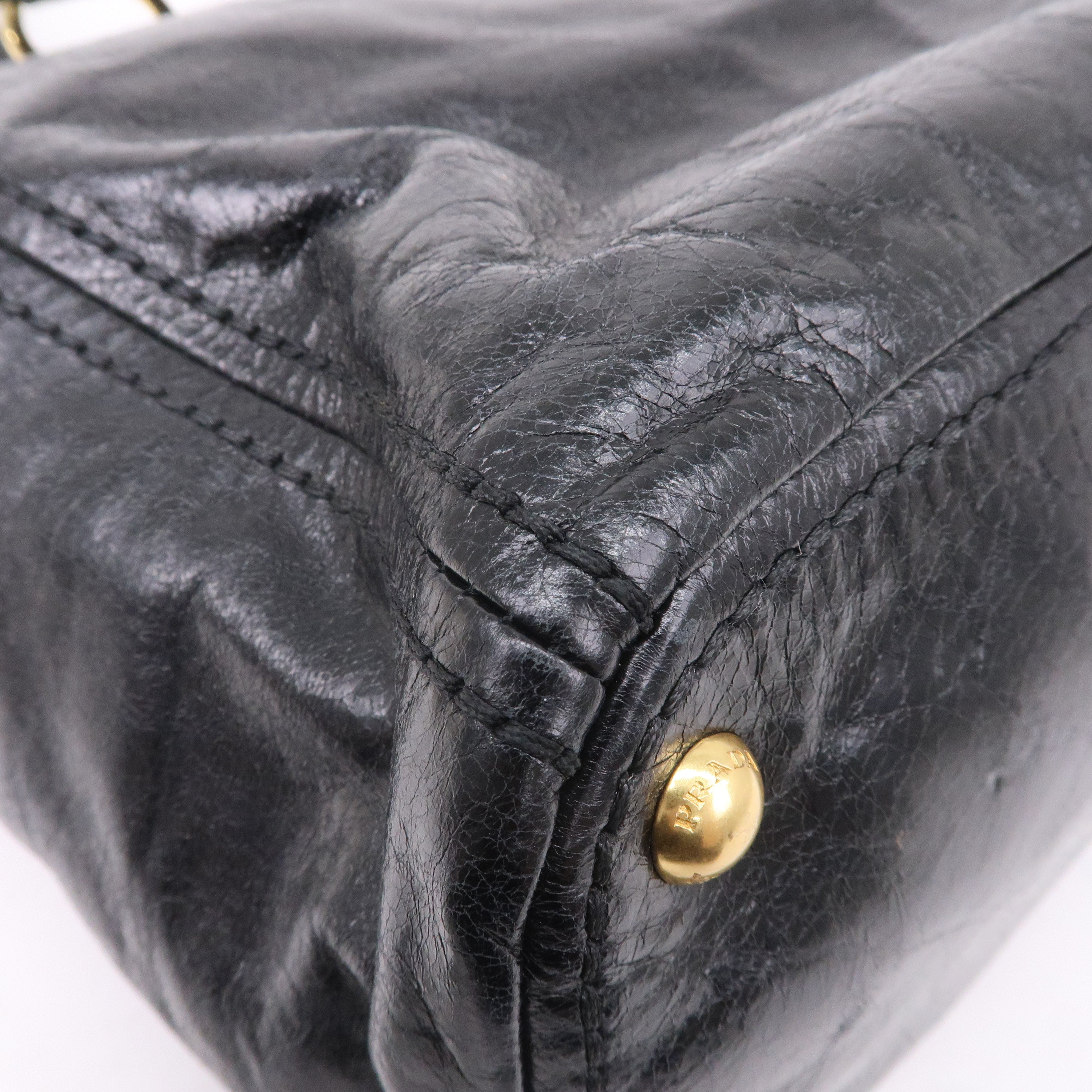 Prada Leather 2WAY Bag Shoulder Bag Hand Bag Black BN2151
