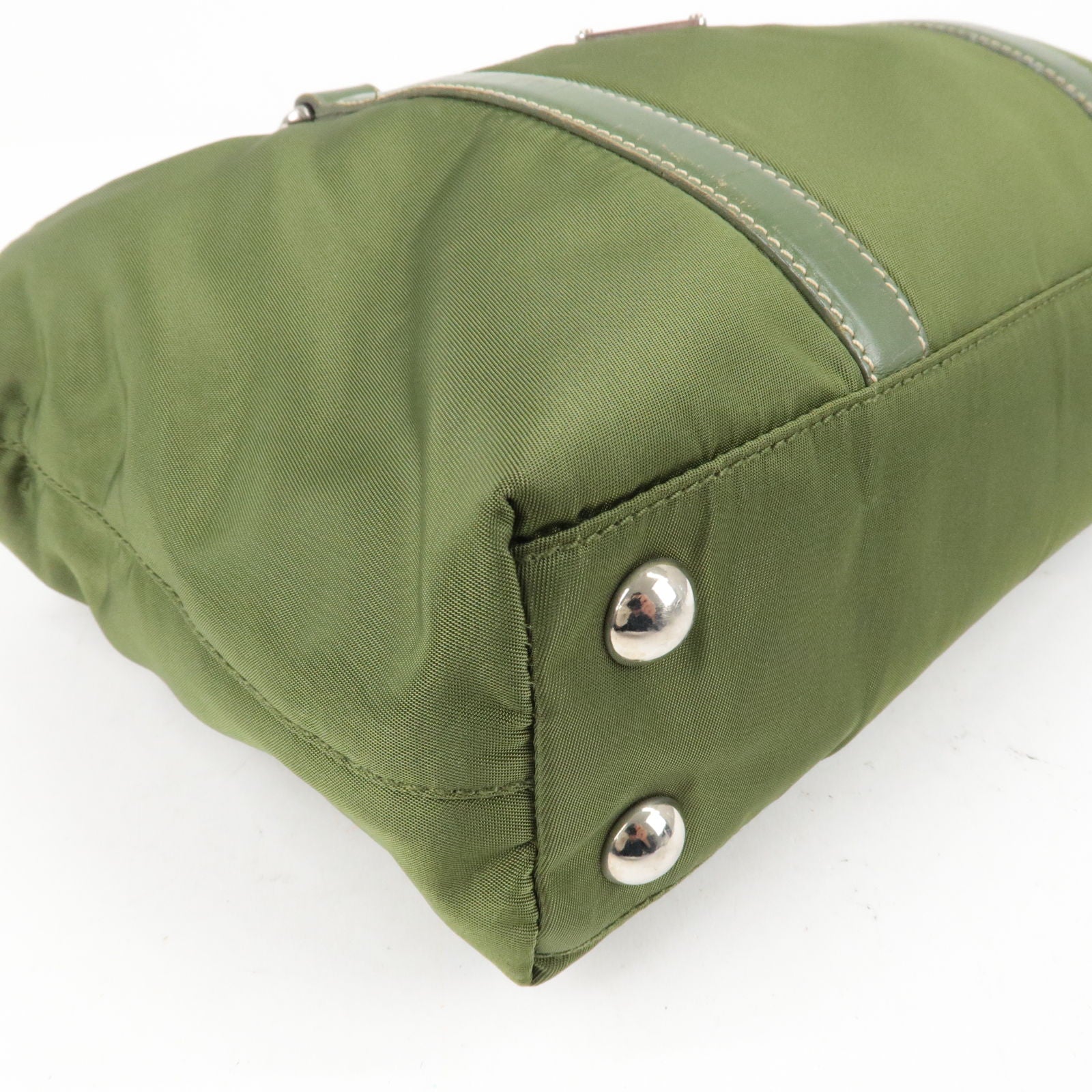 Prada Nylon Leather 2Way Bag Hand Bag Green BN1052