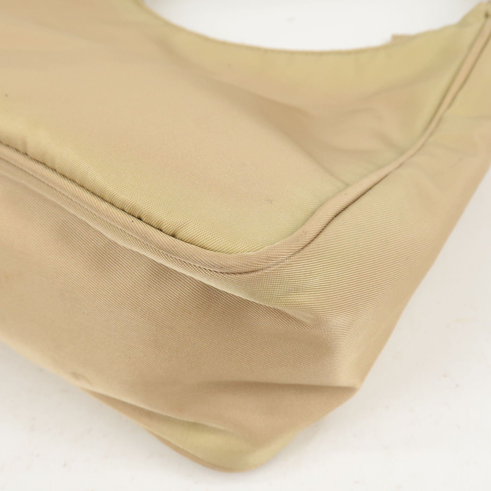 Prada Logo Nylon Hand Bag Pouch Beige