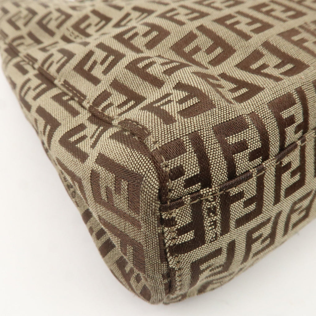 FENDI Zucchino Canvas Leather Mini Tote Bag Beige Brown 8BH132