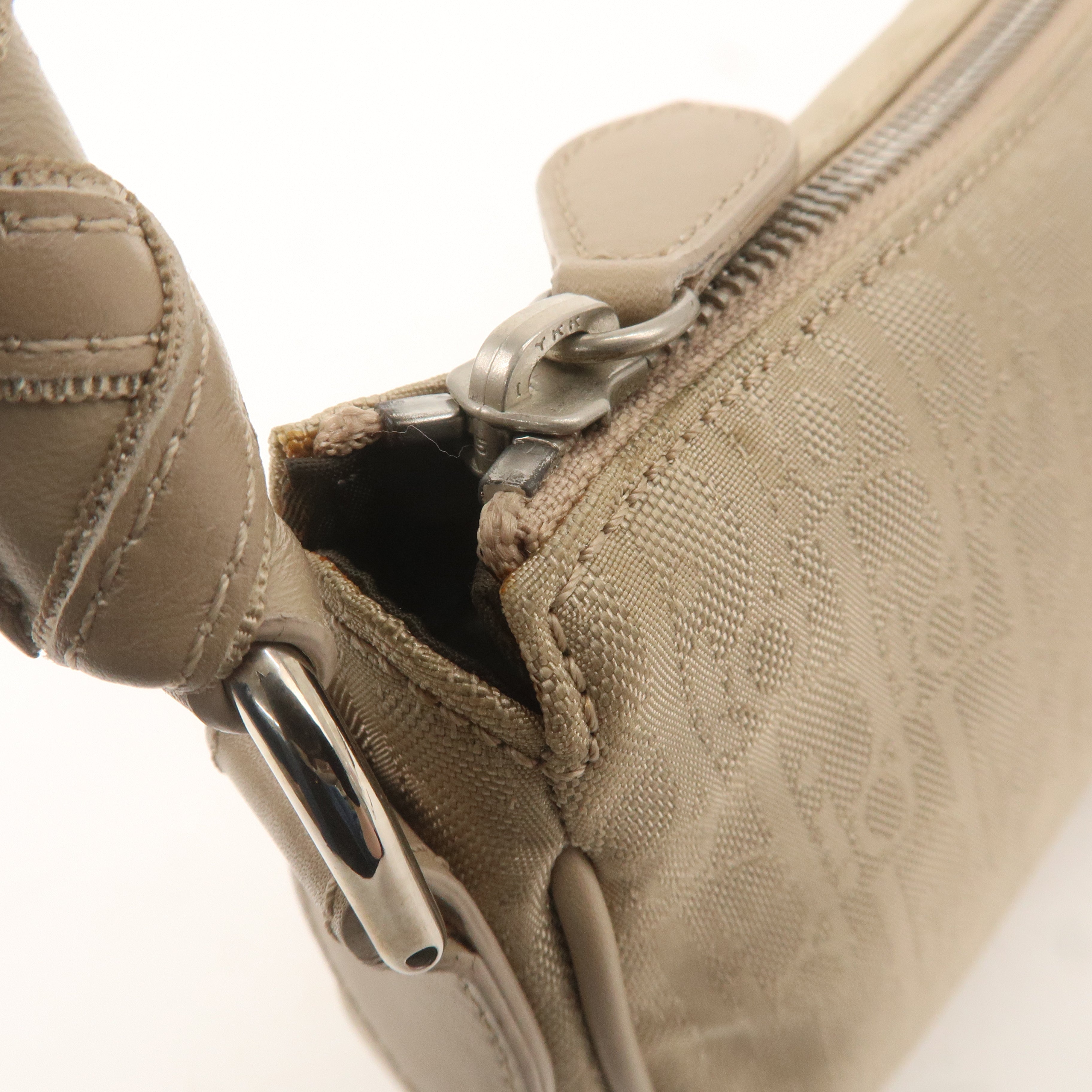 Christian Dior Trotter Nylon Leather Shoulder Bag Beige
