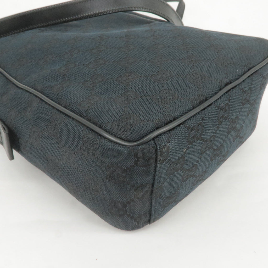 GUCCI GG Canvas Leather Shoulder Bag Hand Bag Black 018 1612