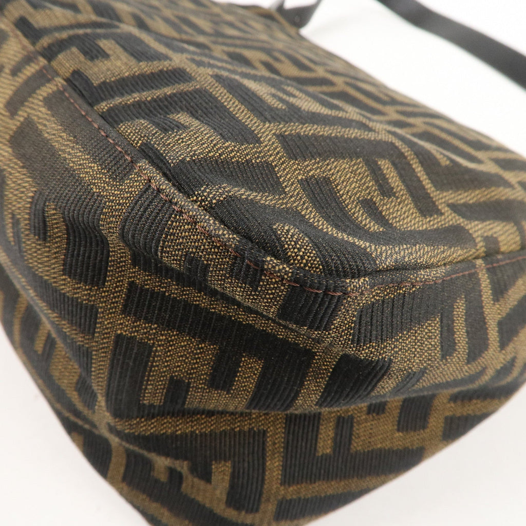 FENDI Mamma Baguette Zucchino Canvas Leather Shoulder Bag 8BR001