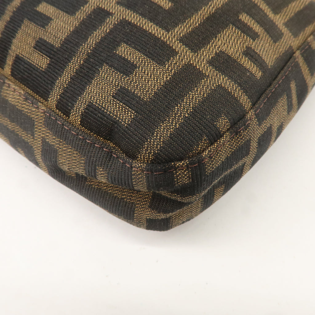 FENDI Zucca Canvas Leather Shoulder Bag Brown Black 26569