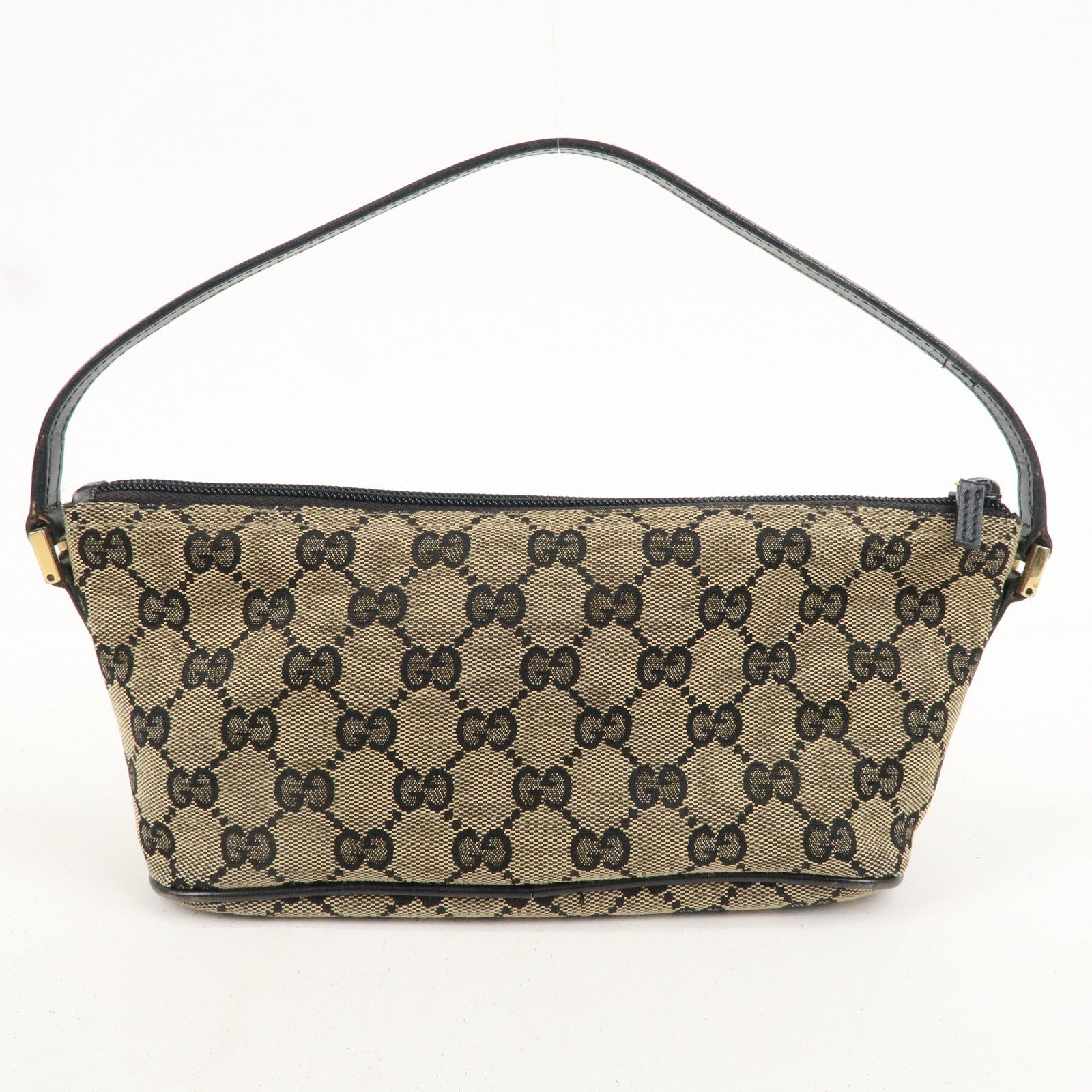 GUCCI Set of 2 Boat Bag GG Canvas Leather Pouch 039.1103 & 07198