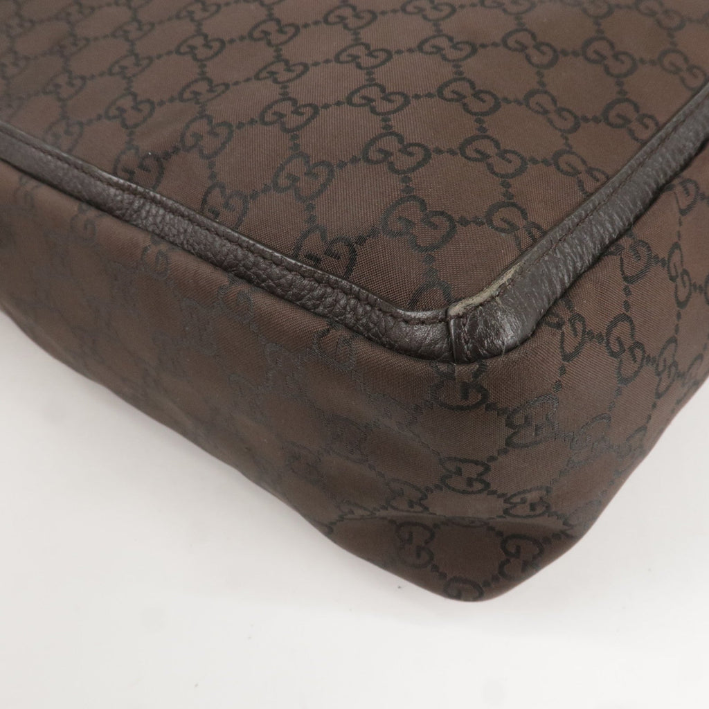 GUCCI GG Canvas Leather Tote Bag Shoulder Bag Dark Brown 268639