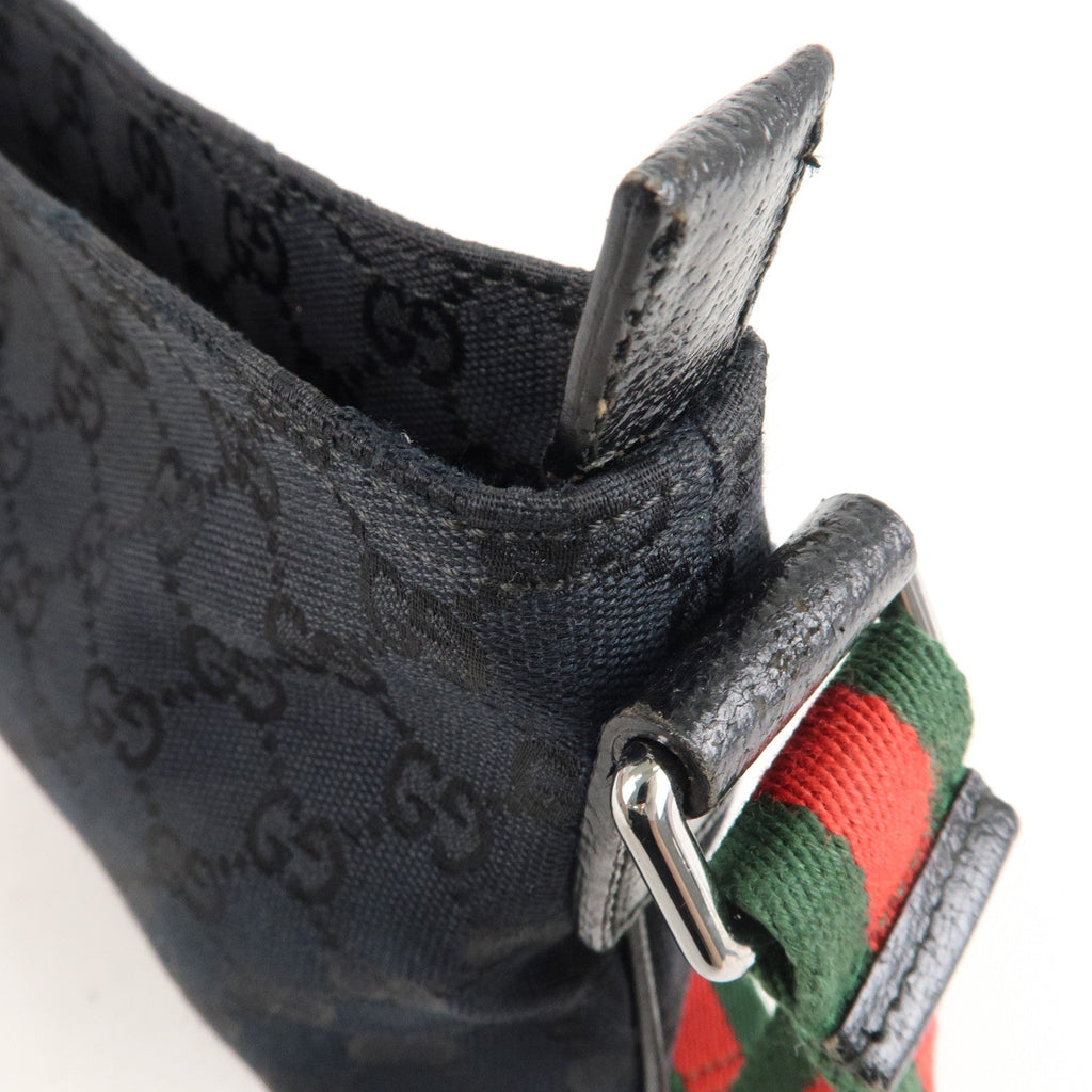 GUCCI Sherry GG Canvas Leather Shoulder Bag Black 189749