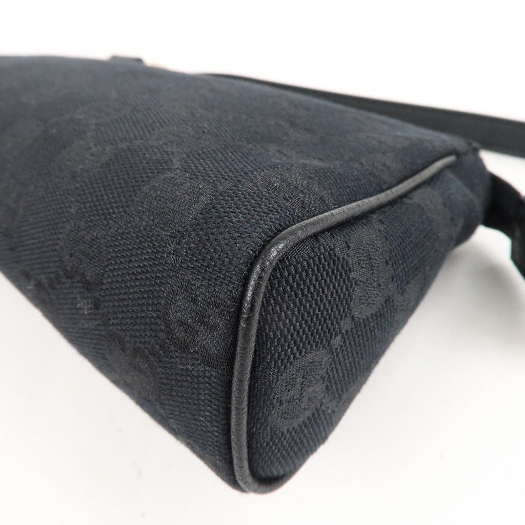 GUCCI Abbey GG Canvas Leather Hand Bag Pouch Black 145750