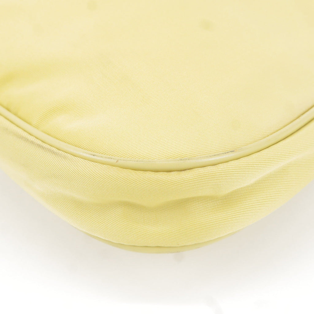 Prada Logo Nylon Leather Chain Shoulder Bag Yellow BR0104