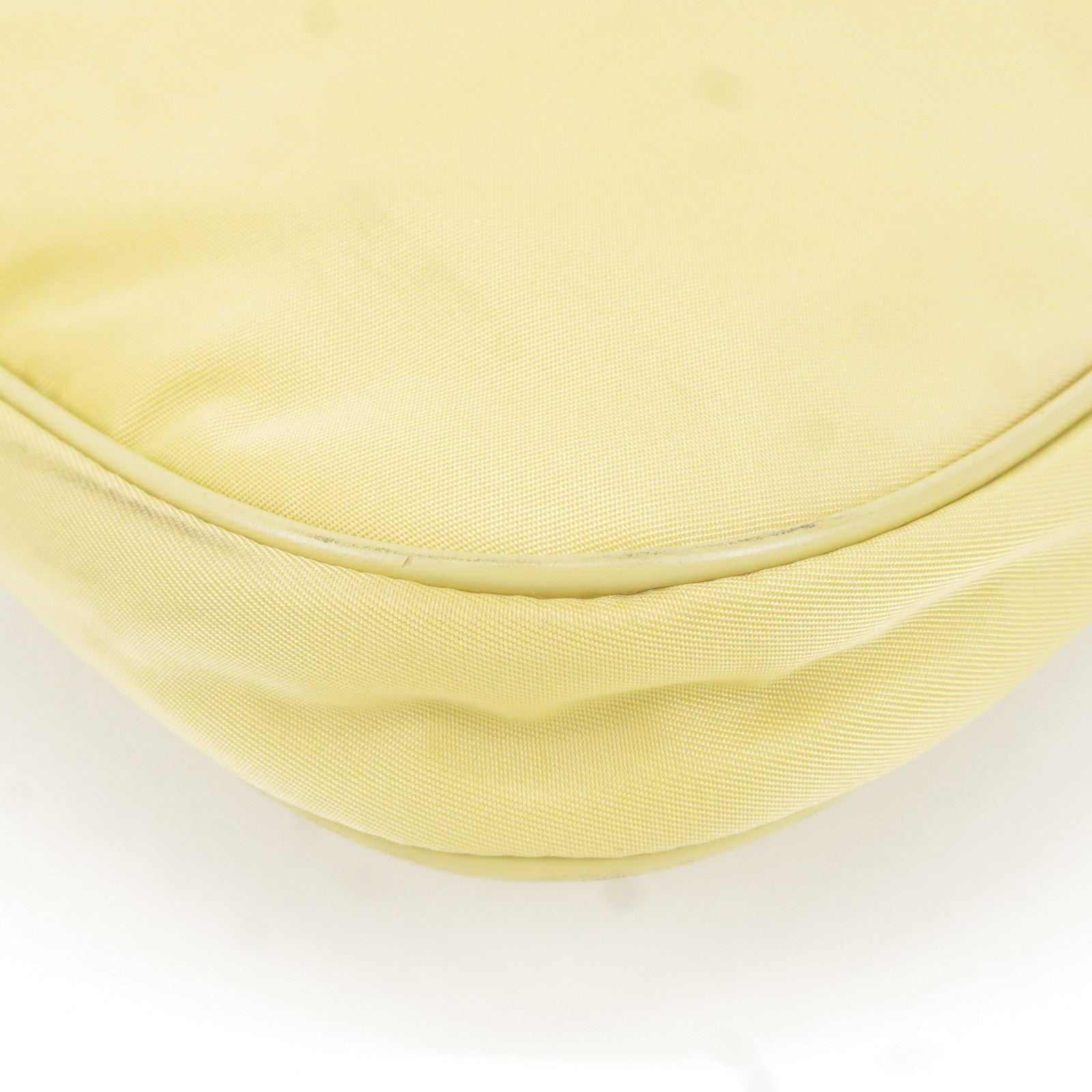 Prada Logo Nylon Leather Chain Shoulder Bag Yellow BR0104
