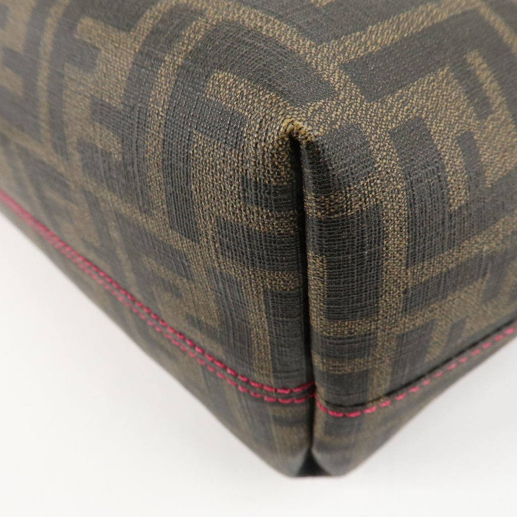 FENDI Zucca Logo Print PVC Tote Bag Brown Black Pink 8BH198
