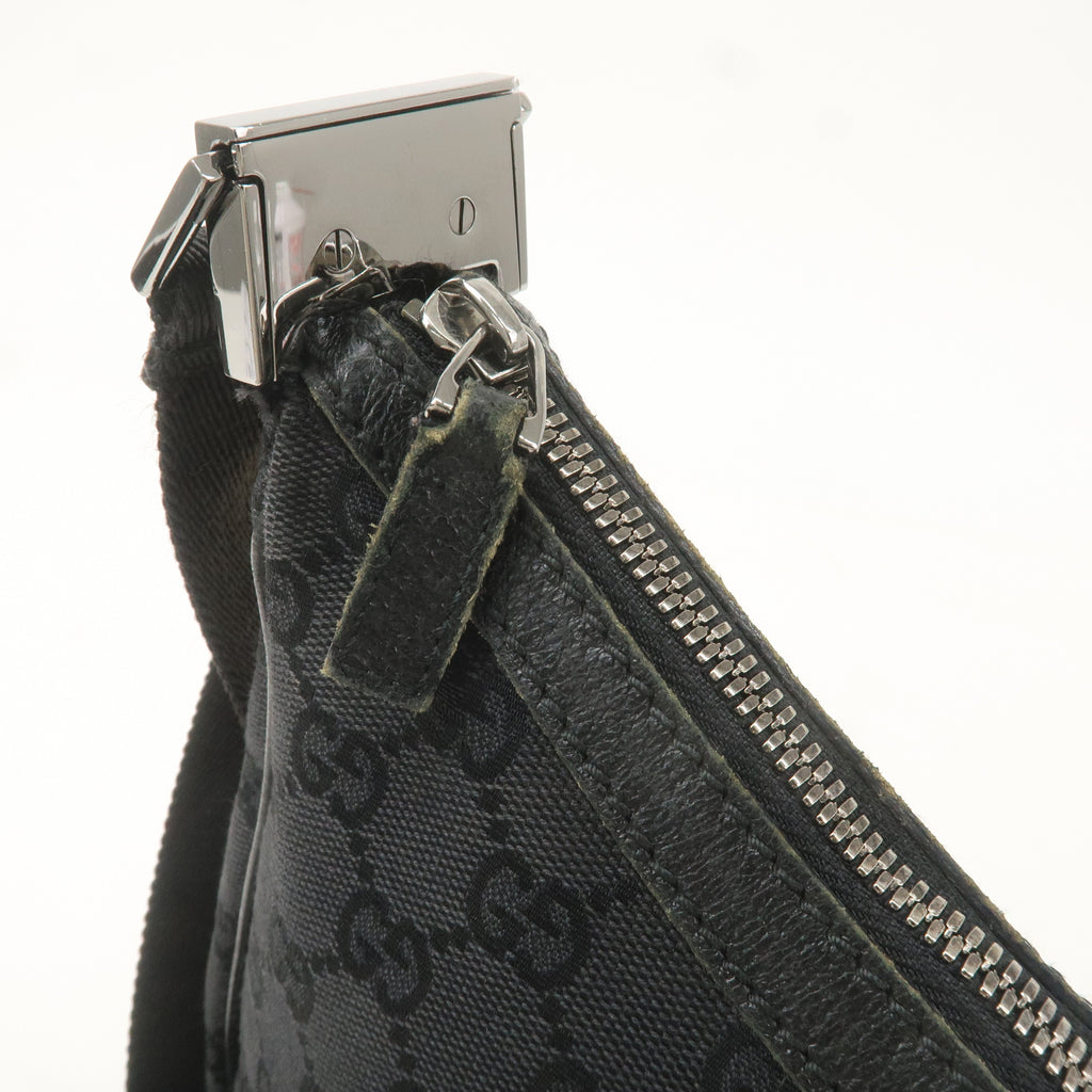 GUCCI GG Canvas Leather Shoulder Bag Cross Body Black 122790