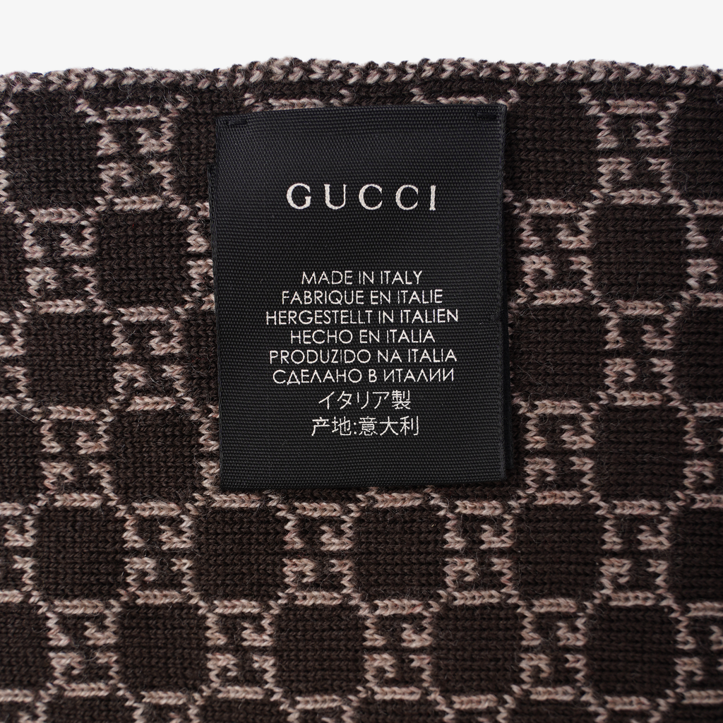 Gucci Womens GG Scarf Brown 30x200cm
