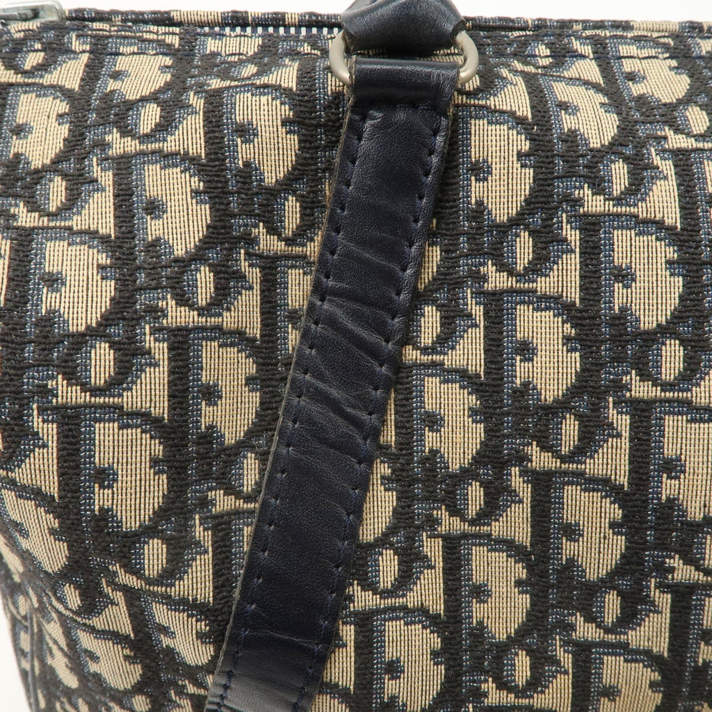 Christian Dior Trotter Canvas Leather Boston Bag Navy
