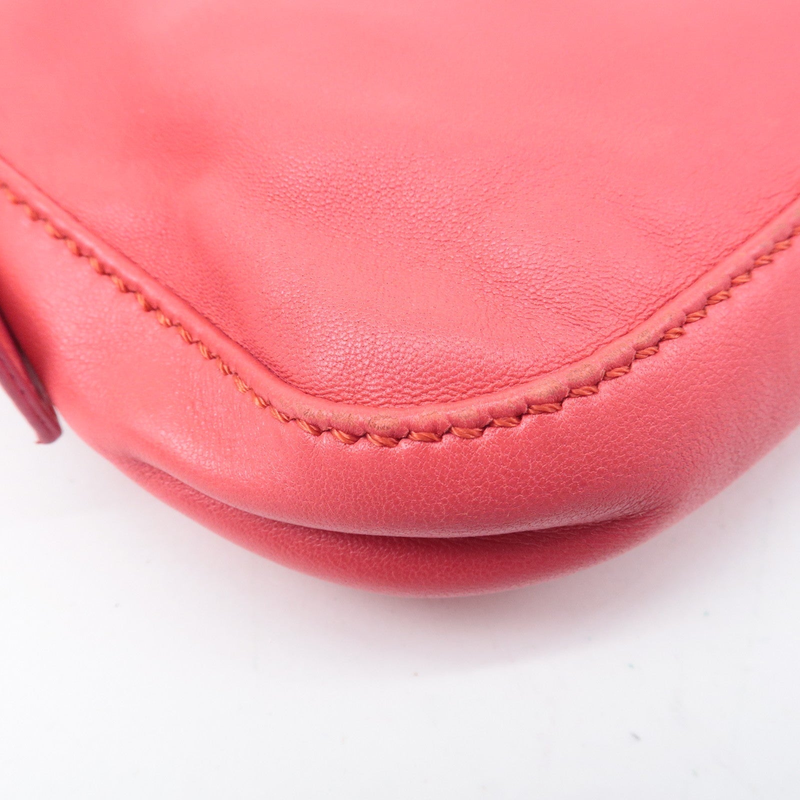 FENDI Mamma Baguette Leather Hand Bag Shoulder Bag Pink 8BR600
