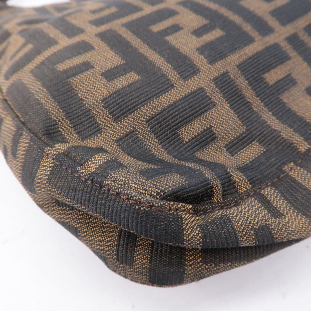 FENDI Zucca Canvas Leather Shoulder Bag Brown Black 26569