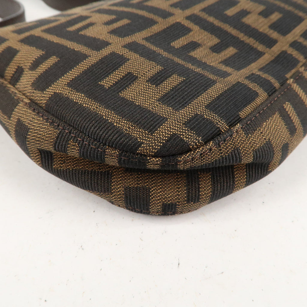 FENDI Zucca Mamma Baguette Canvas Leather Shoulder Bag 26424