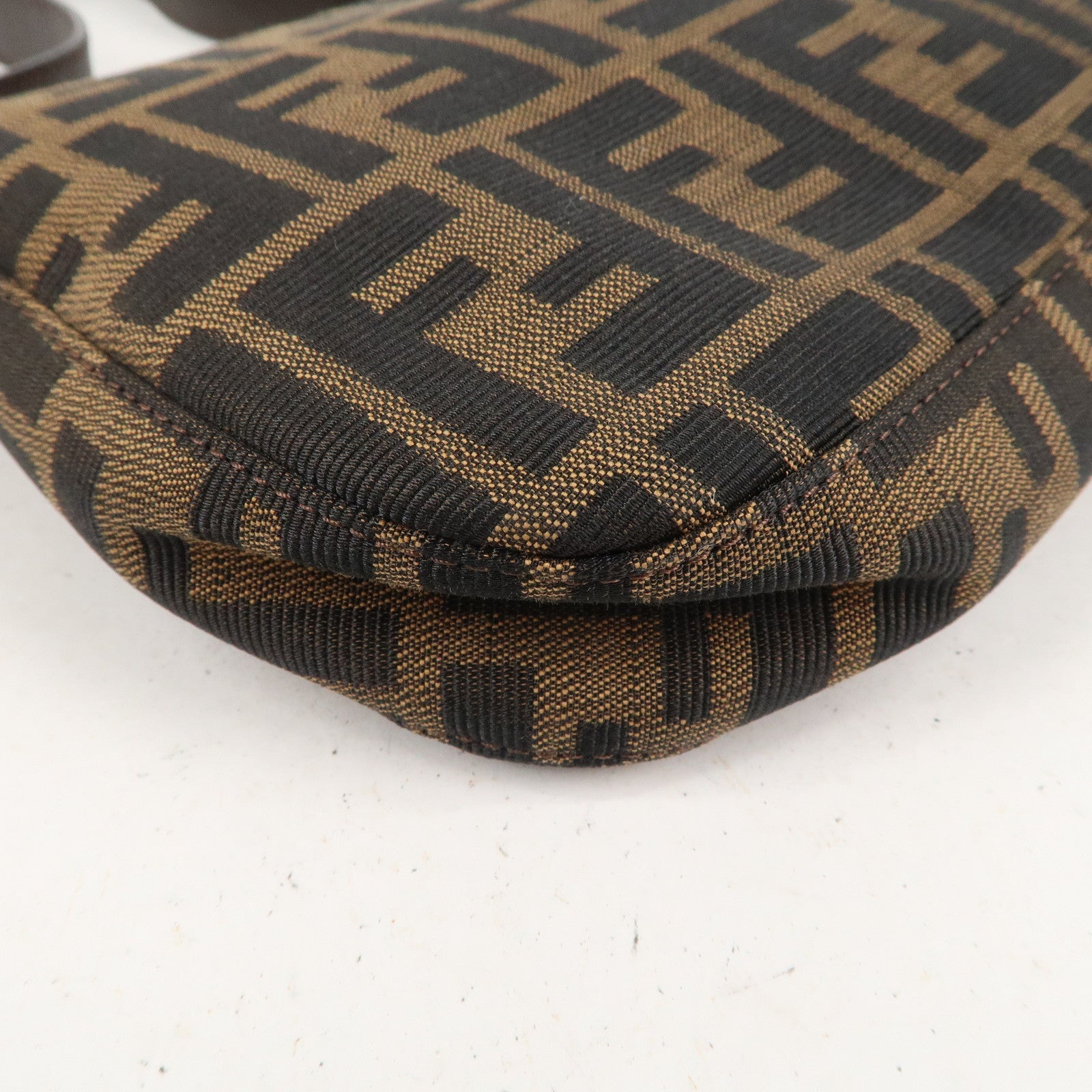 FENDI Zucca Mamma Baguette Canvas Leather Shoulder Bag 26424