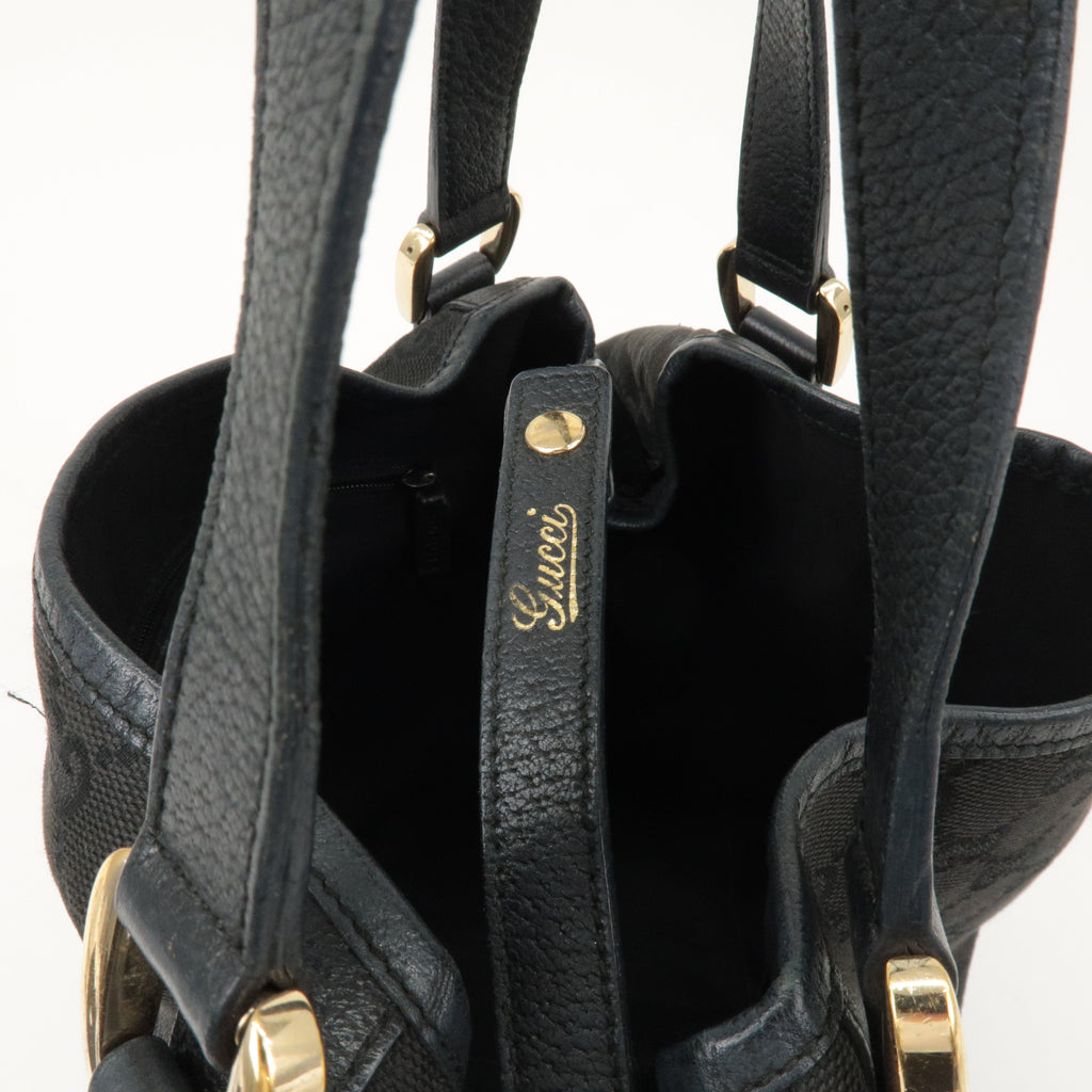 GUCCI Abbey GG Canvas Leather Tote Bag Shoulder Bag Black 130736