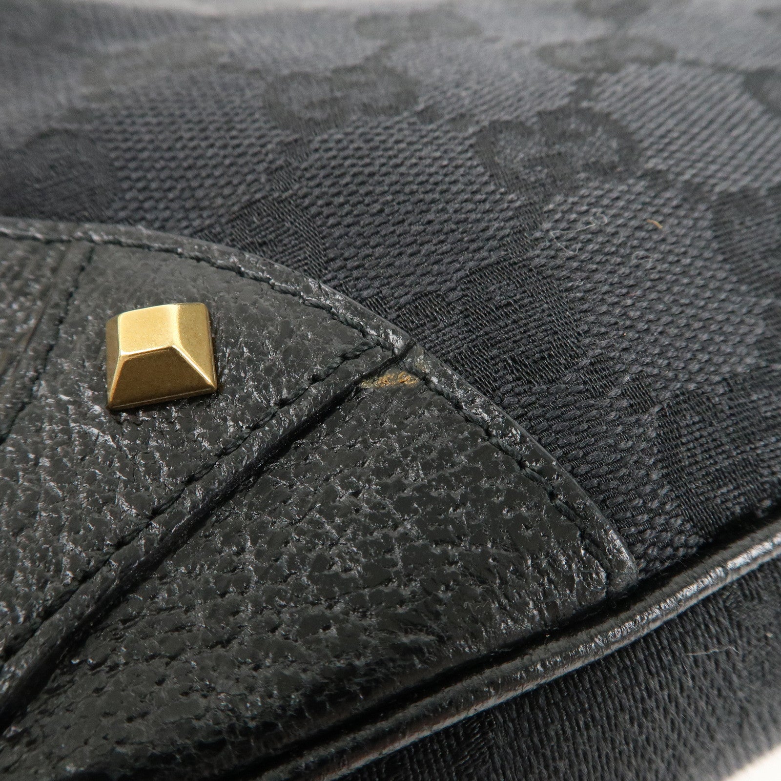 GUCCI GG Canvas Leather Chain Hand Bag Pouch Black 120940